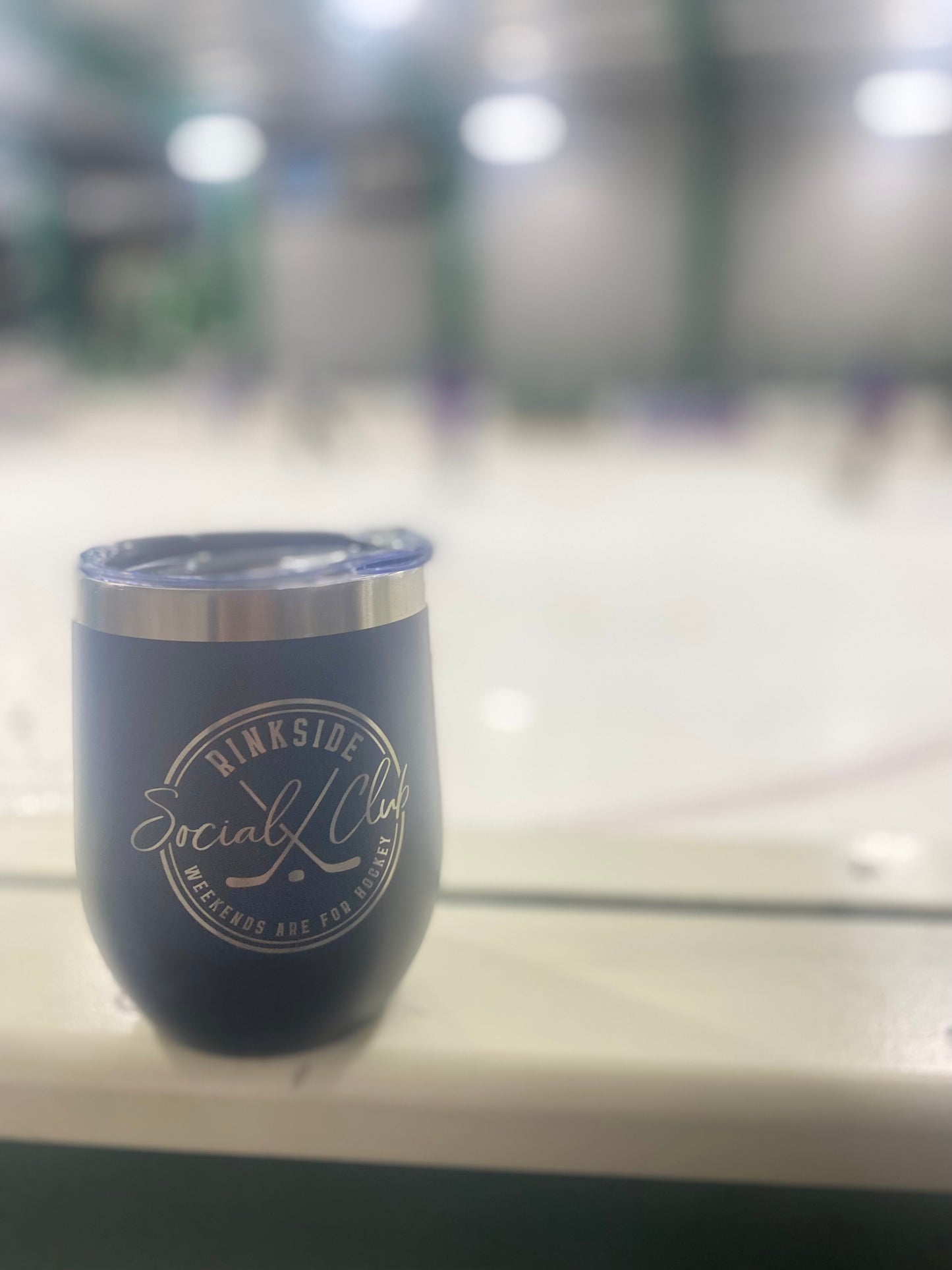 Rinkside Social Club Hockey Wine Cup - Black