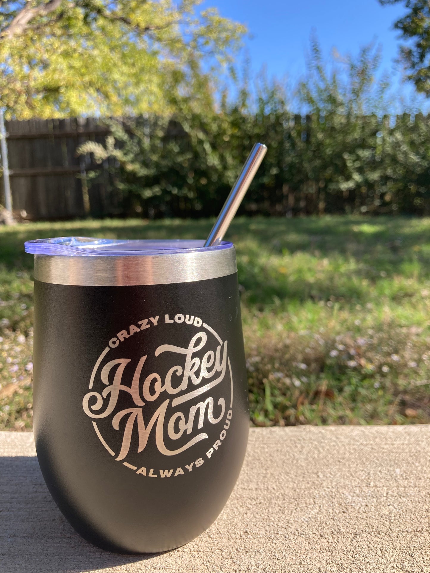 Hockey Mom Wine Cup - Black