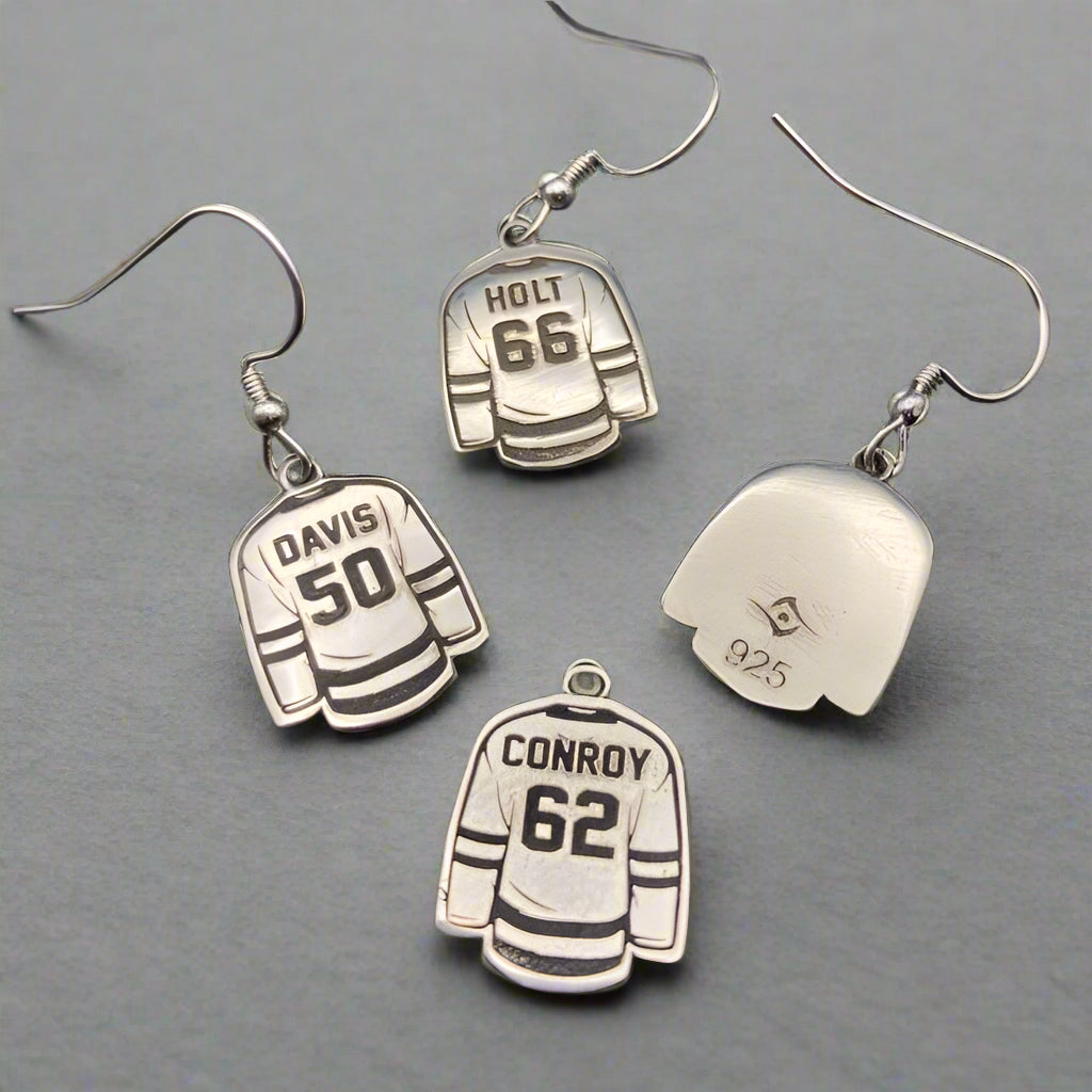 Silver earrings - jersey, custom name and number