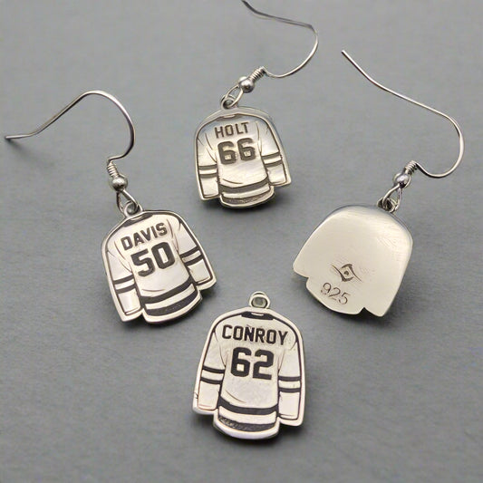 Silver earrings - jersey, custom name and number