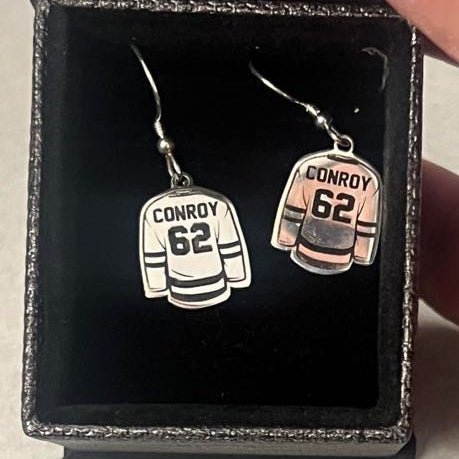 Silver earrings - jersey, custom name and number