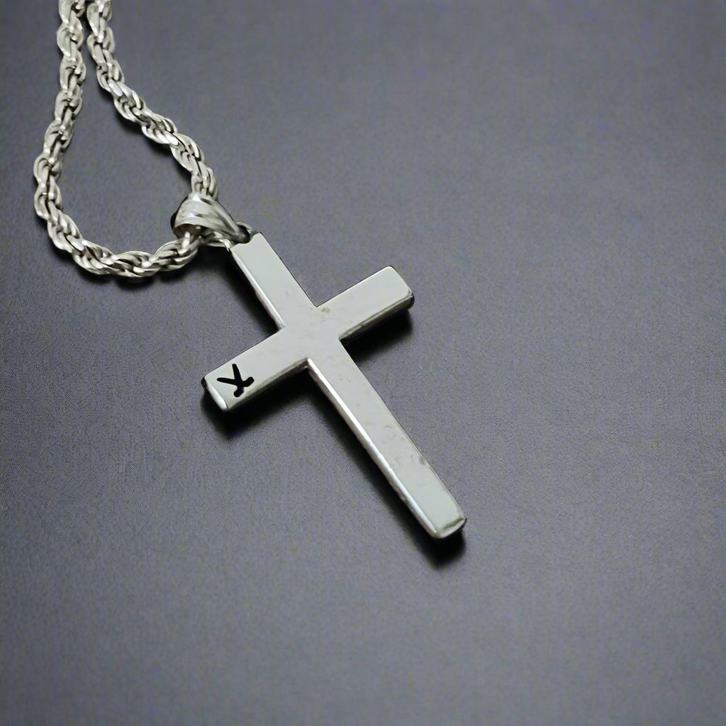 Silver Cross Hockey Necklace