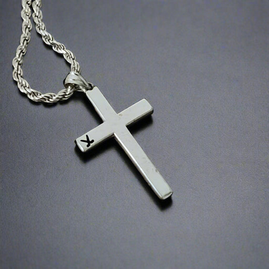Silver Cross Hockey Necklace