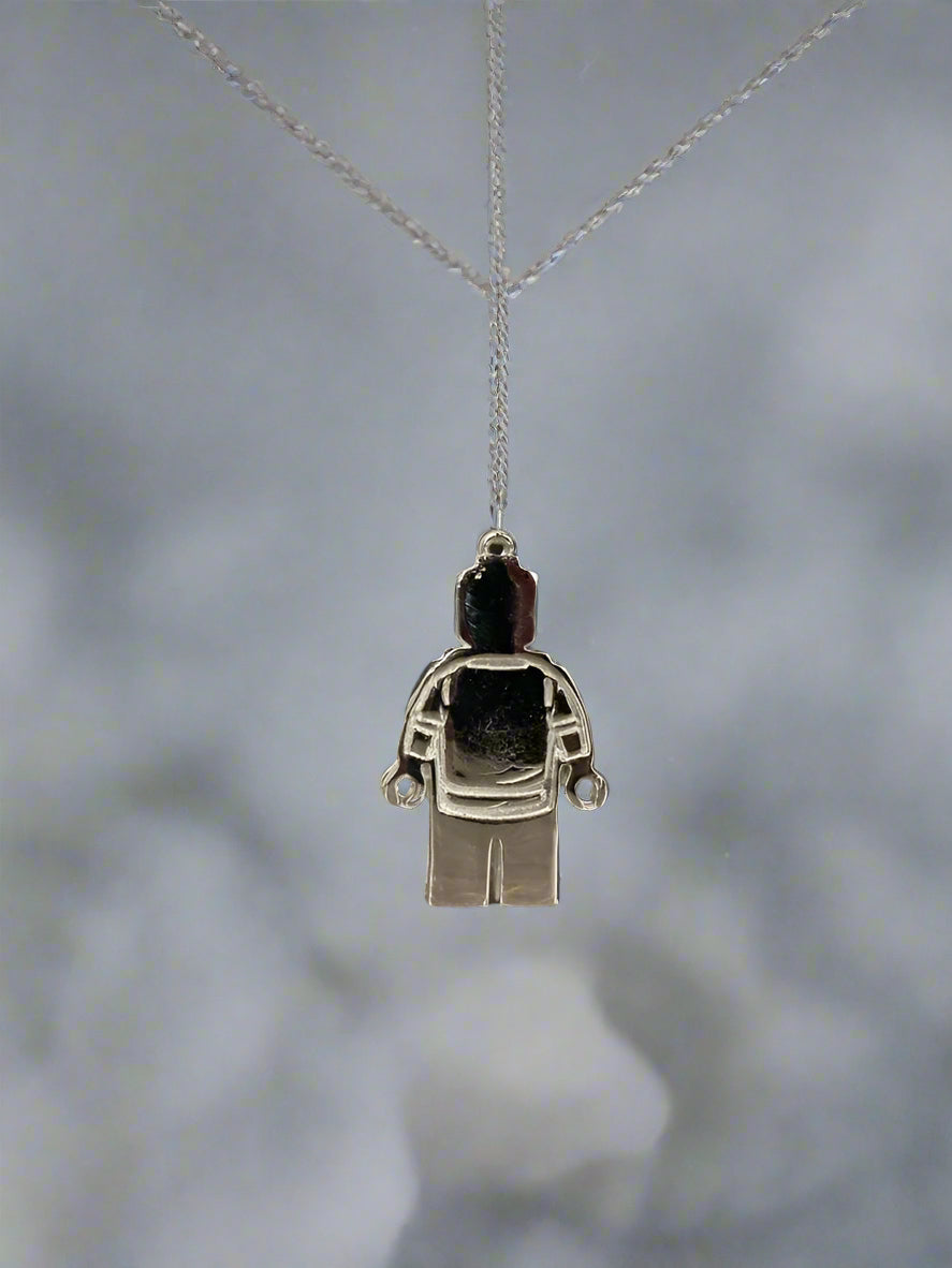 Silver Toy Hockey Player Necklace