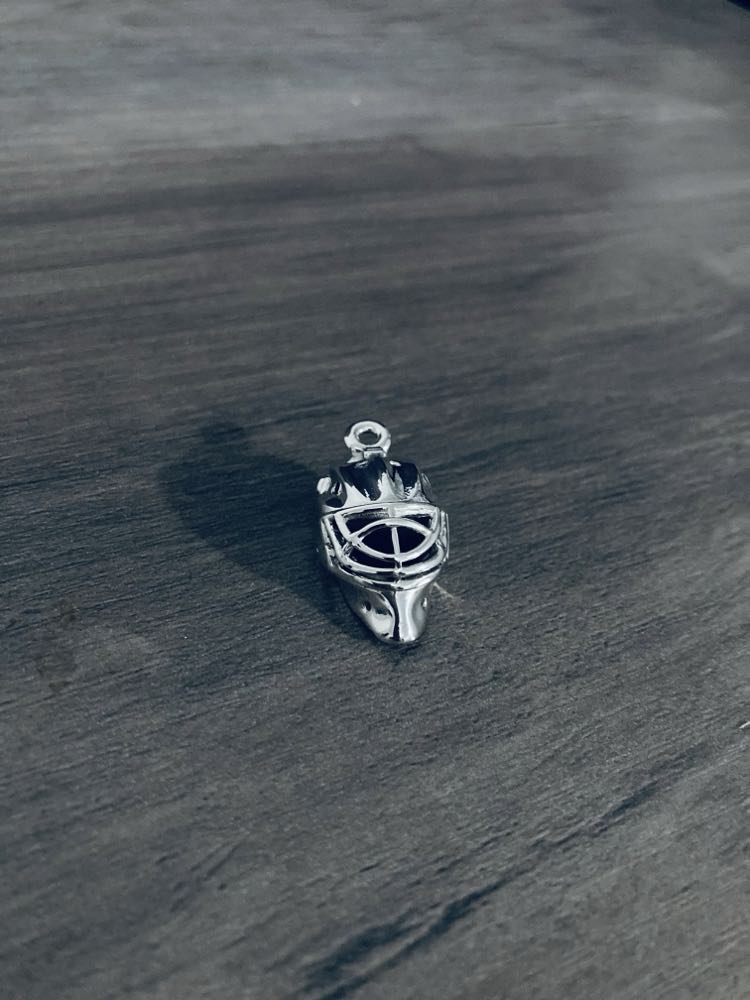 Silver Hockey Goalie Mask Necklace