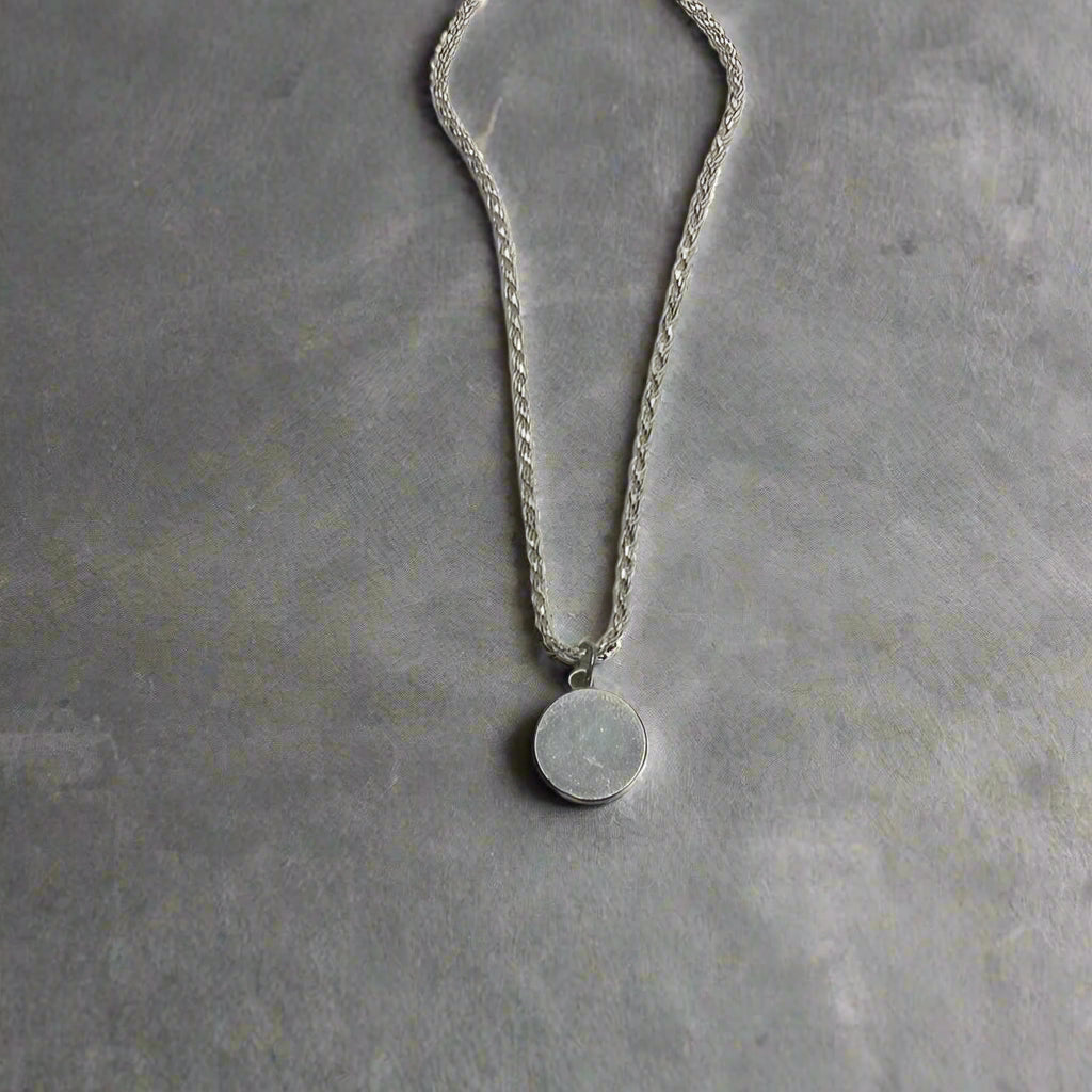 Silver Hockey Puck Neclace