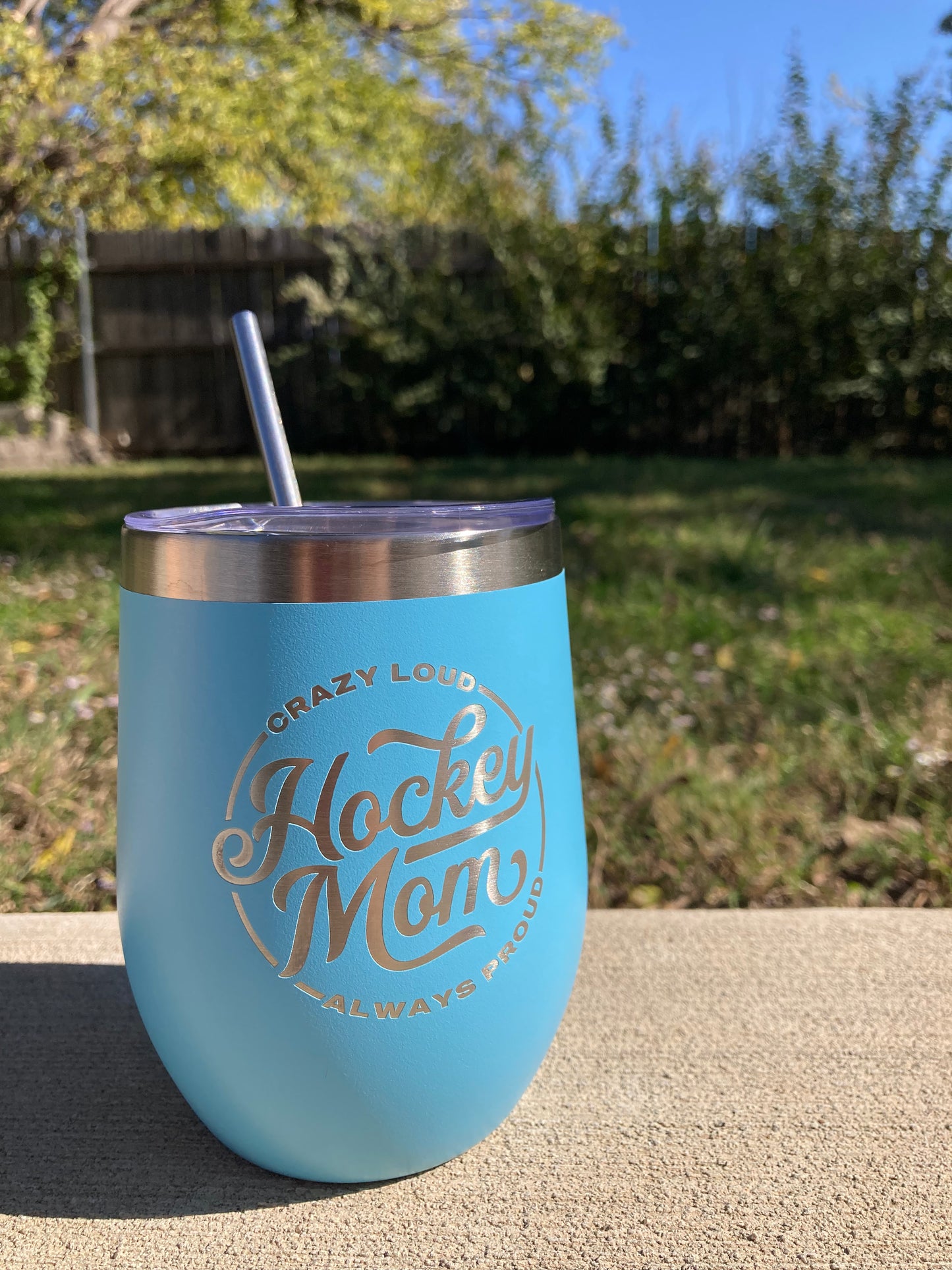 Hockey Mom Wine Cup - Blue