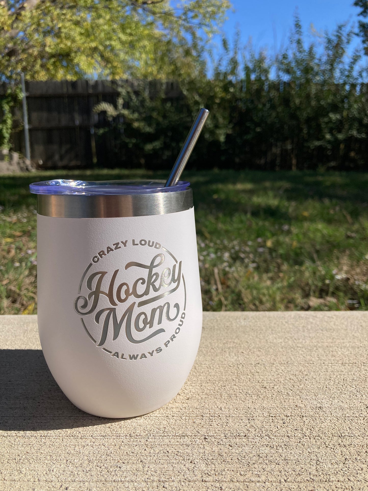 Hockey Mom Wine Cup - White