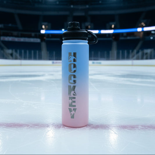 Hockey Water Bottle - Pink/Blue